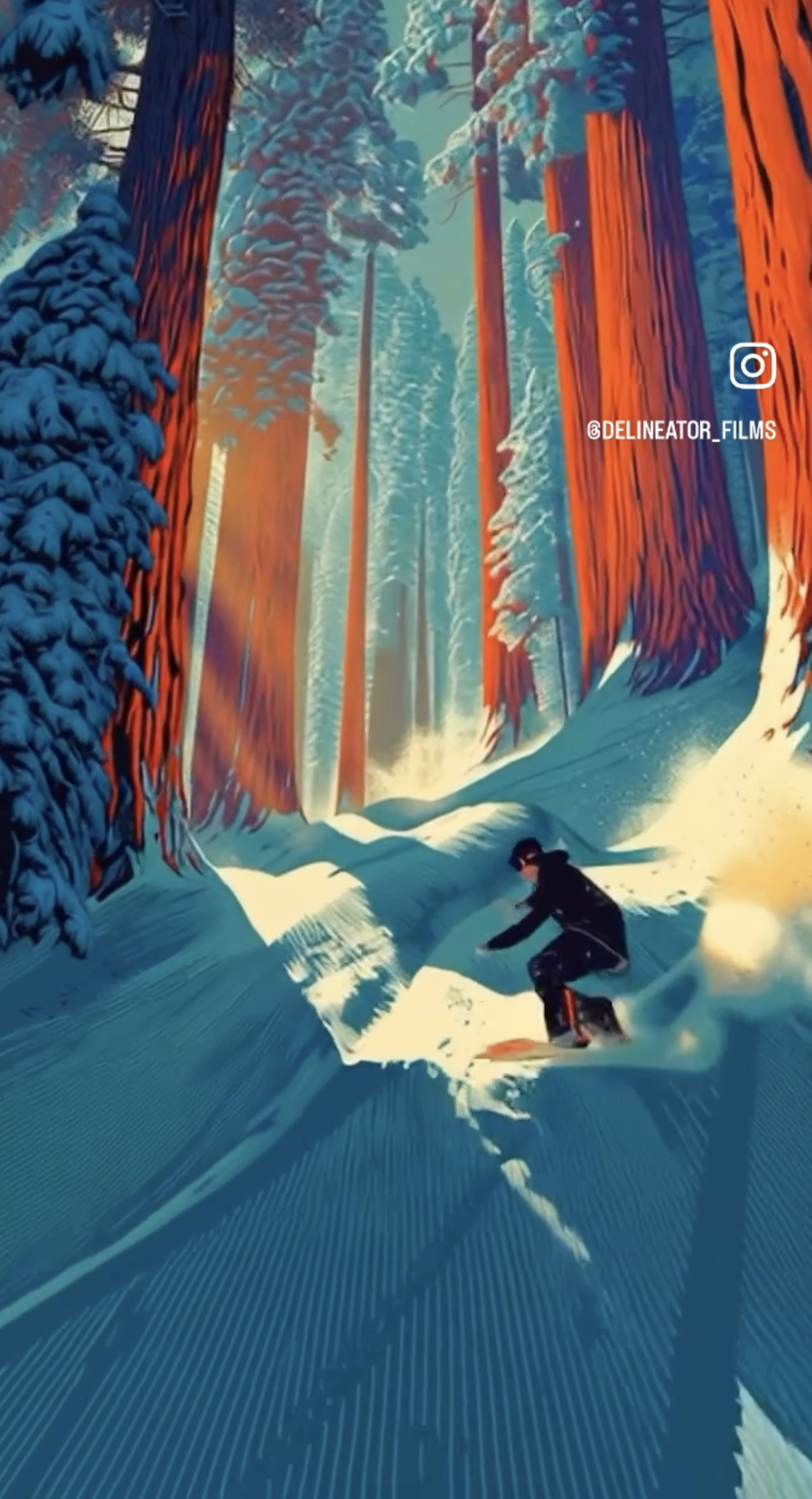 A rider carves the redwood run
