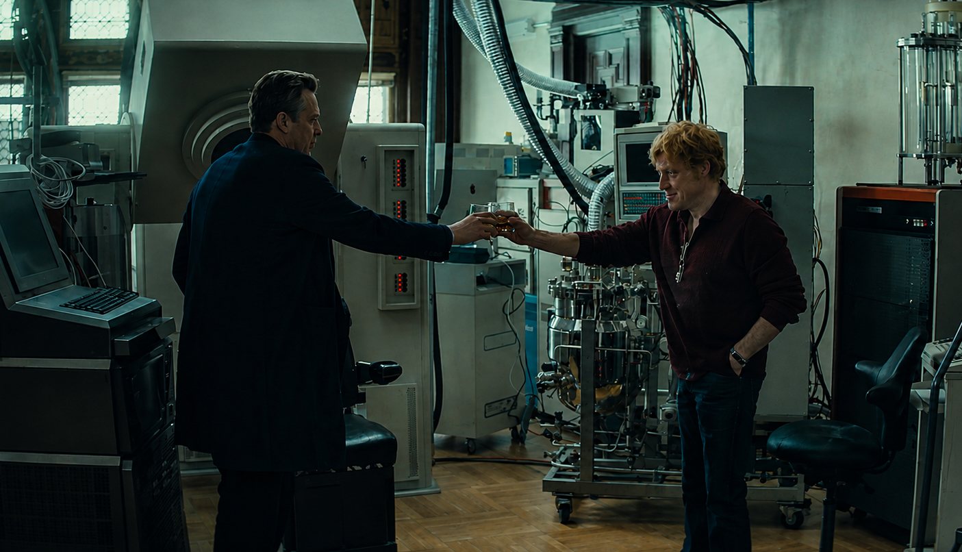 Robert Redford on the laboratory set of the film The Discovery